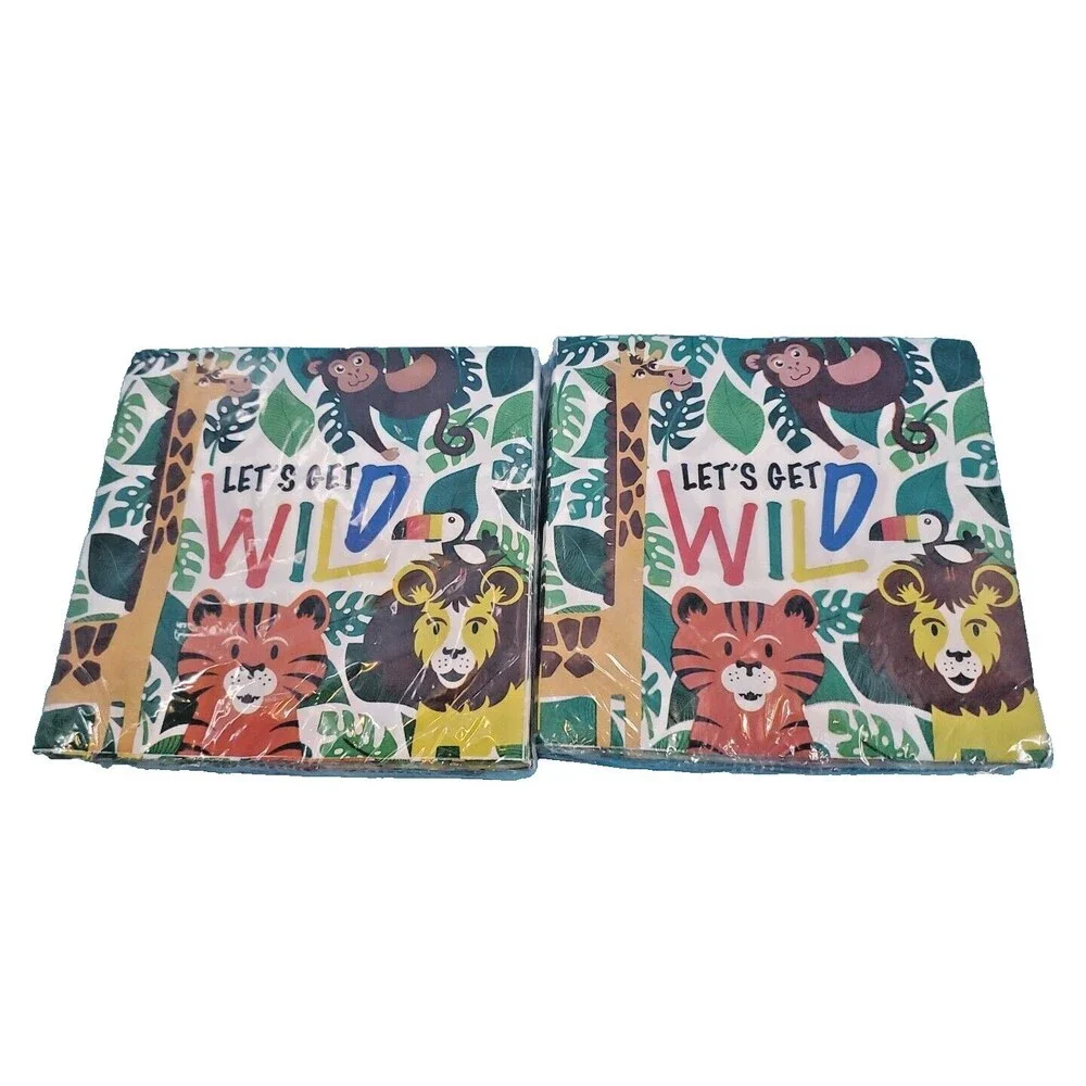 Paper Napkins Wildlife Zoo Animal Print Square Pk 25 X's 2